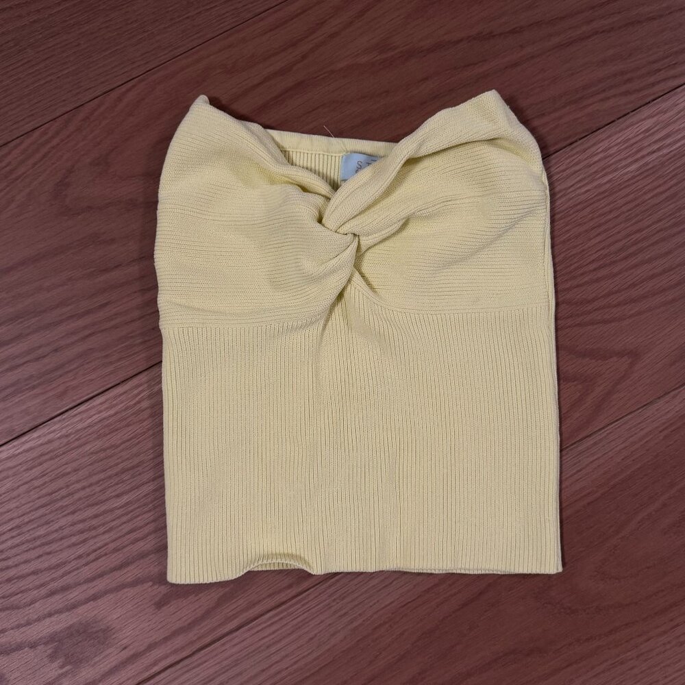 Pastel Yellow Knit Cropped Bandeau